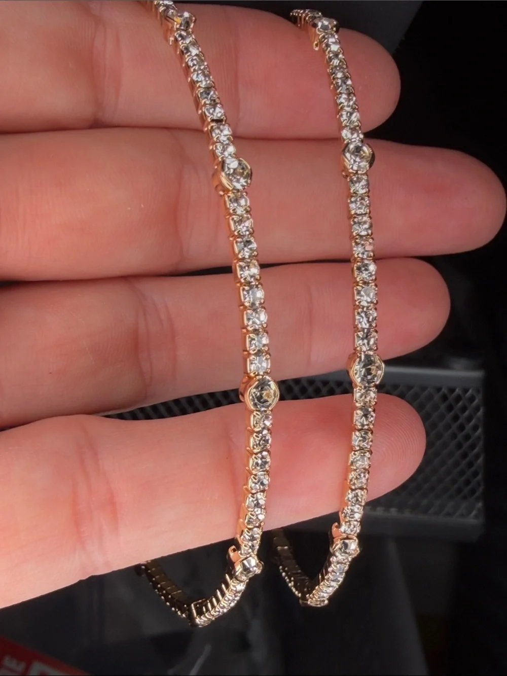 Paparazzi  Gold Tone Crystal Large Hoop Earrings
